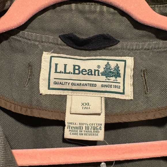 VTG L.L. Bean Canvas  Green Distressed Hunting Field Barn Chore Jacket Size XXLT - Picture 3 of 8